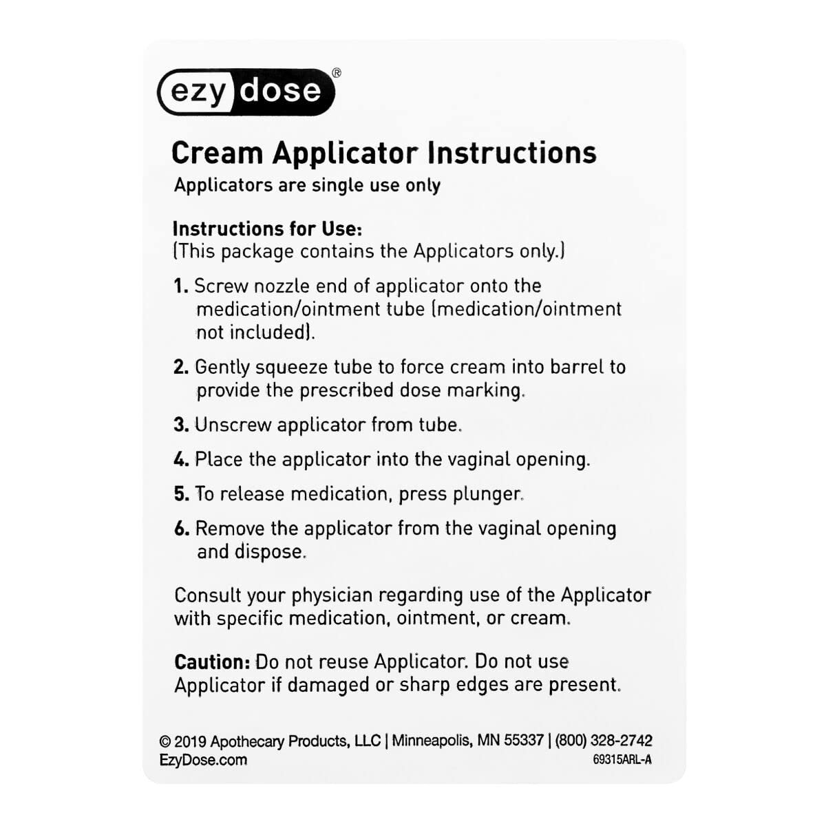 Apothecary Products #69315 Vaginal Applicator (Pack of 12)