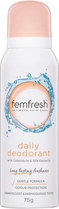 Femfresh Daily Deodorant 75g, Long-Lasting Freshness and Comfort for Intimate Skin, With Calendula & Silk Extracts, Odour Protection, Dermatologically & Gynaecologically Tested