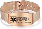 Custom Medical Bracelet for Women Men - Personalized Engraved Stainless Steel Waterproof Emergency Alert Medical ID Bracelet Allergy Wristband