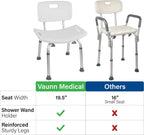 Vaunn Tool-Free Assembly Adjustable Shower Chair Spa Bathtub Seat Bench with Removable Back, Aluminum, White