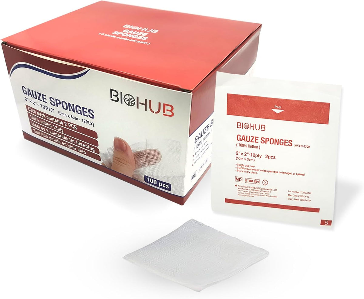 Gauze and Wound Dressings 100% Cotton Sterile 5 cm 100 pieces