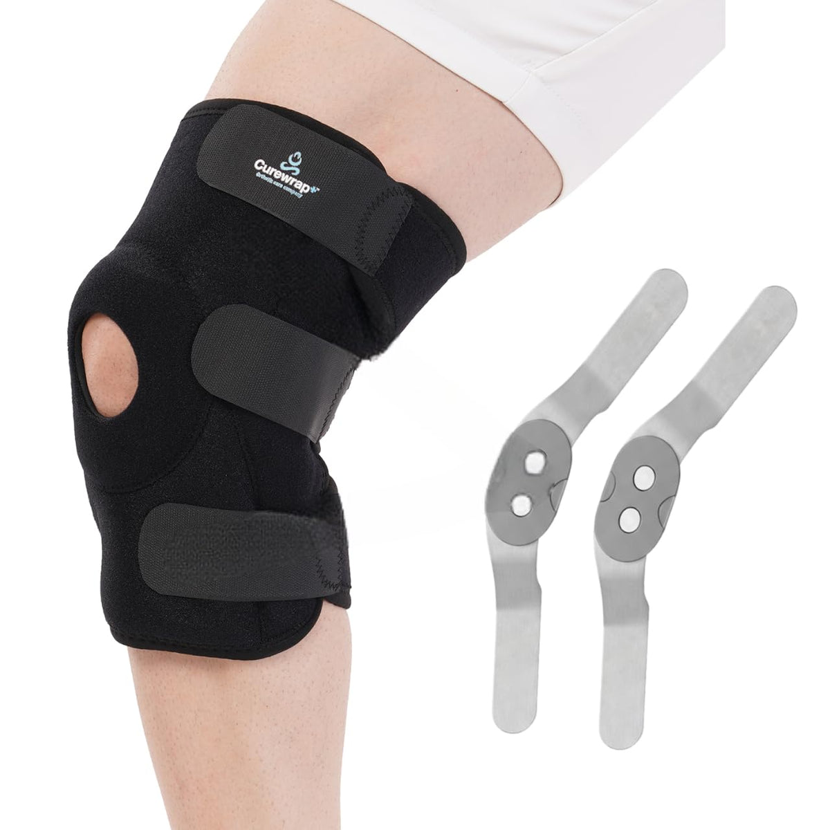 CUREWRAP Adjustable NEOPRENE HINGED KNEE BRACE UNIVERSAL SIZE (14.8" 24.4") for Men & Women| Knee Support Pain Relief, ACL, Meniscus, Ligament Tear, Arthritis, Post-Surgery, Injury & Sports Recovery | 12.5 INCH Long Knee Stabilizers