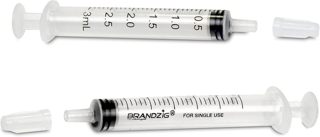 3ml Syringe With Cap (100 Pack) | Oral Dispenser Without Needle, Luer Slip Tip | Individually Wrapped Medicine Dropper For Infants & Pets
