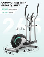 THERUN Elliptical Machine for Home, Hyper-Quiet Elliptical Exercise Machine, Compact Elliptical Trainer w/16 Levels Adjustable Resistance, 13.2LBS Flywheel, Pulse Sensor, LCD Monitor