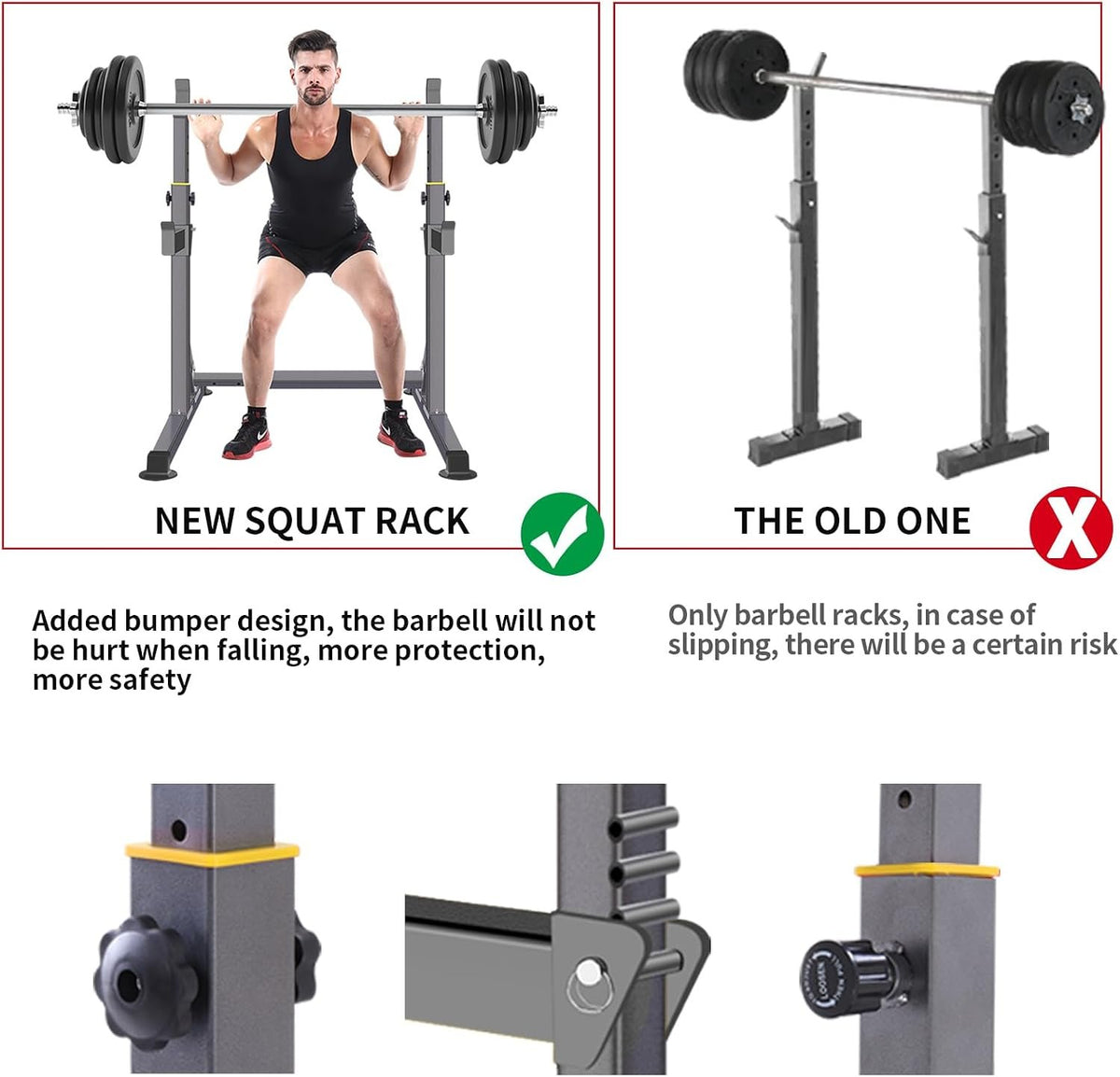 K KiNGKANG Squat Rack, 600lbs Adjustable Barbell Rack for Home Gym