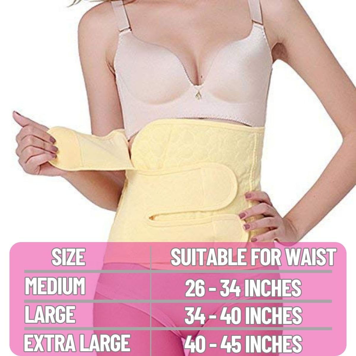 JERN Abdominal Surgical Binder Wrap for Stomach Post Surgery Compression C section Postpartum Support Recovery after Hysterectomy Belly Band (Yellow, Extra Large)