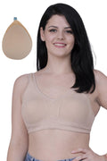 Fabme Mastectomy Cancer Pocket Bra with One Micro Fiber Filled Adjustable Pad | Cotton Full Coverage Bra | No-Digging Shoulder Strap | Truly Full Coverage