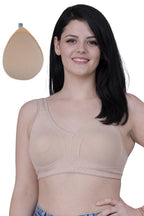 Fabme Mastectomy Cancer Pocket Bra with One Micro Fiber Filled Adjustable Pad | Cotton Full Coverage Bra | No-Digging Shoulder Strap | Truly Full Coverage
