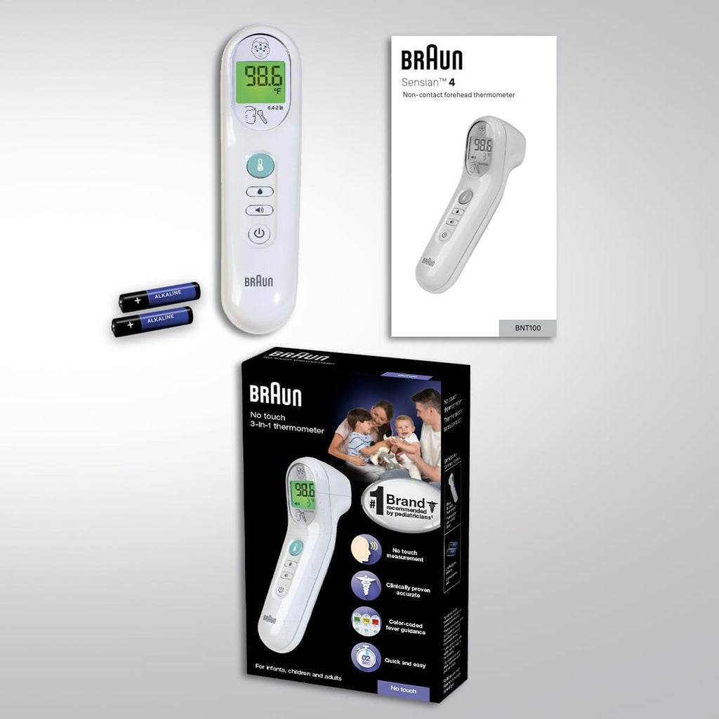 Braun No Touch 3-in-1 Thermometer for Adults, Kids, Babies | Measure Forehead, Liquid, Food Temps, Adult & Baby Thermometer, Professional Accuracy, Color Coded Fever Guidance