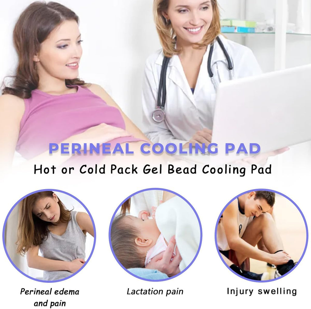 Reusable Postpartum Perineal Ice Packs, Cold Packs for Hemorrhoid Pain Recovery, 2 Gel Pads + 3 Sleeves (Purple)