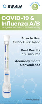 2San COVID-19 & Flu A/B Pen Test – Results in 15 Minutes – 5-Pack (5 Test) – Rapid Antigen Home Test – Clinically Accurate – Easy, Non-Intrusive Nasal Swab – Detects Flu & COVID