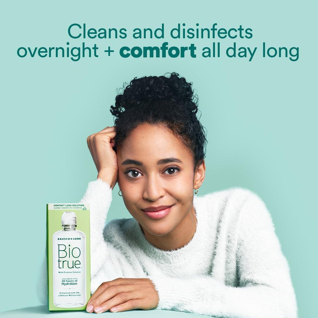 Biotrue Contact Solution, Multi-Purpose Solution with Lens Case, Cleans, Conditions, Hydrates, Disinfects, Removes Protein, Dirt & Debris, Contact Lens Cleaner & Storage, 10 Fl Oz (Pack of 2)