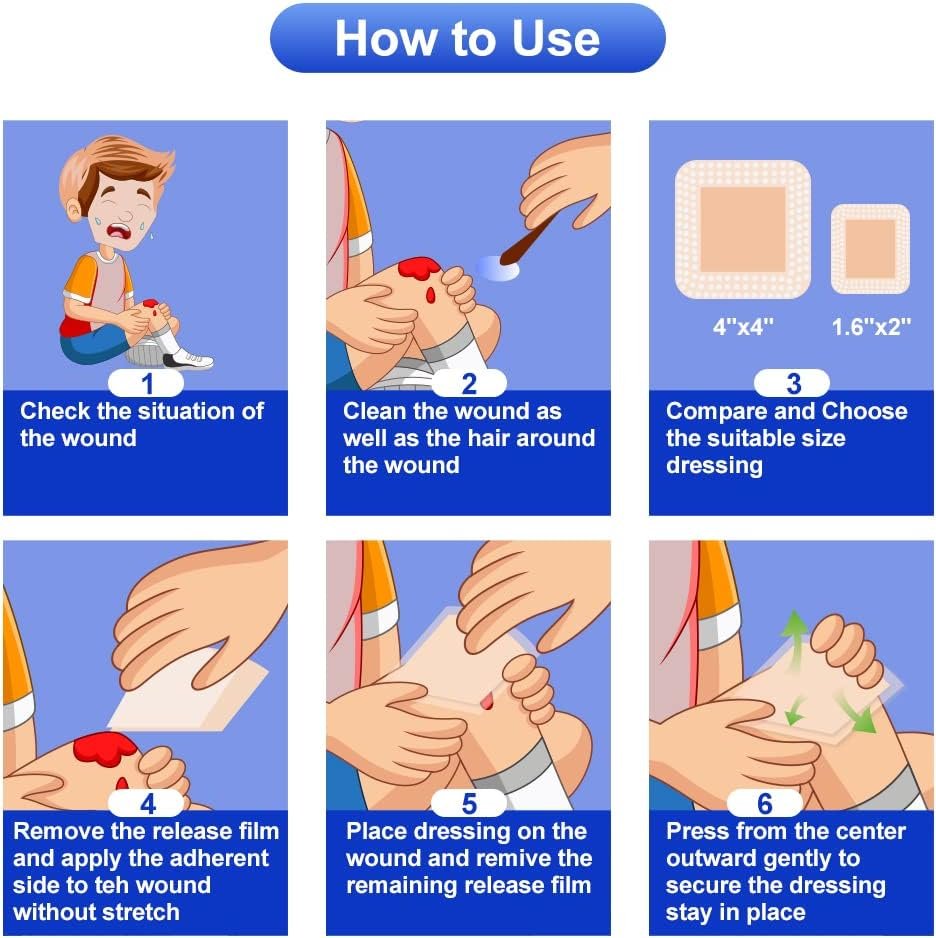 Niceful Silicone Foam Dressing 1.6"x2" 10 Count, Small Bandages for Wound