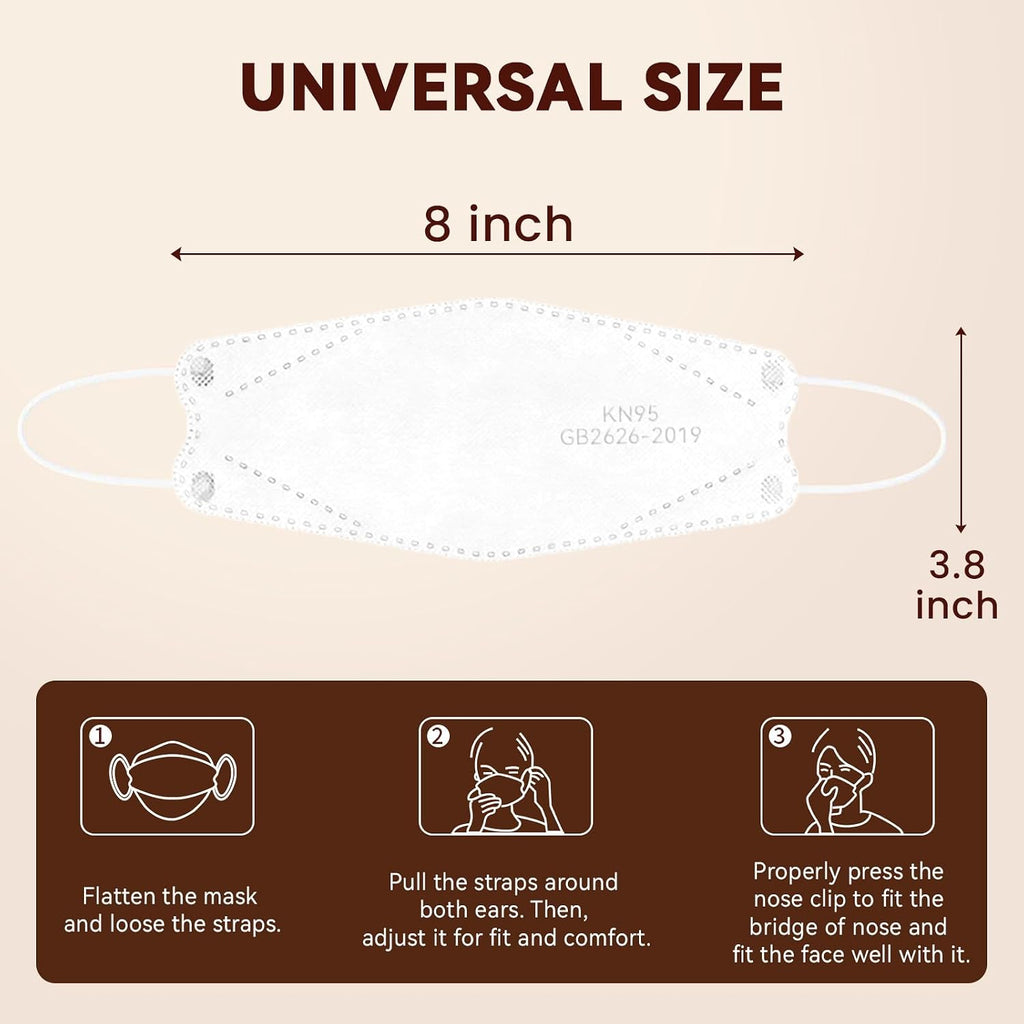 Edith qi KN95 Face Masks for Adults, 50 PCS, 5-Ply Disposable Masks