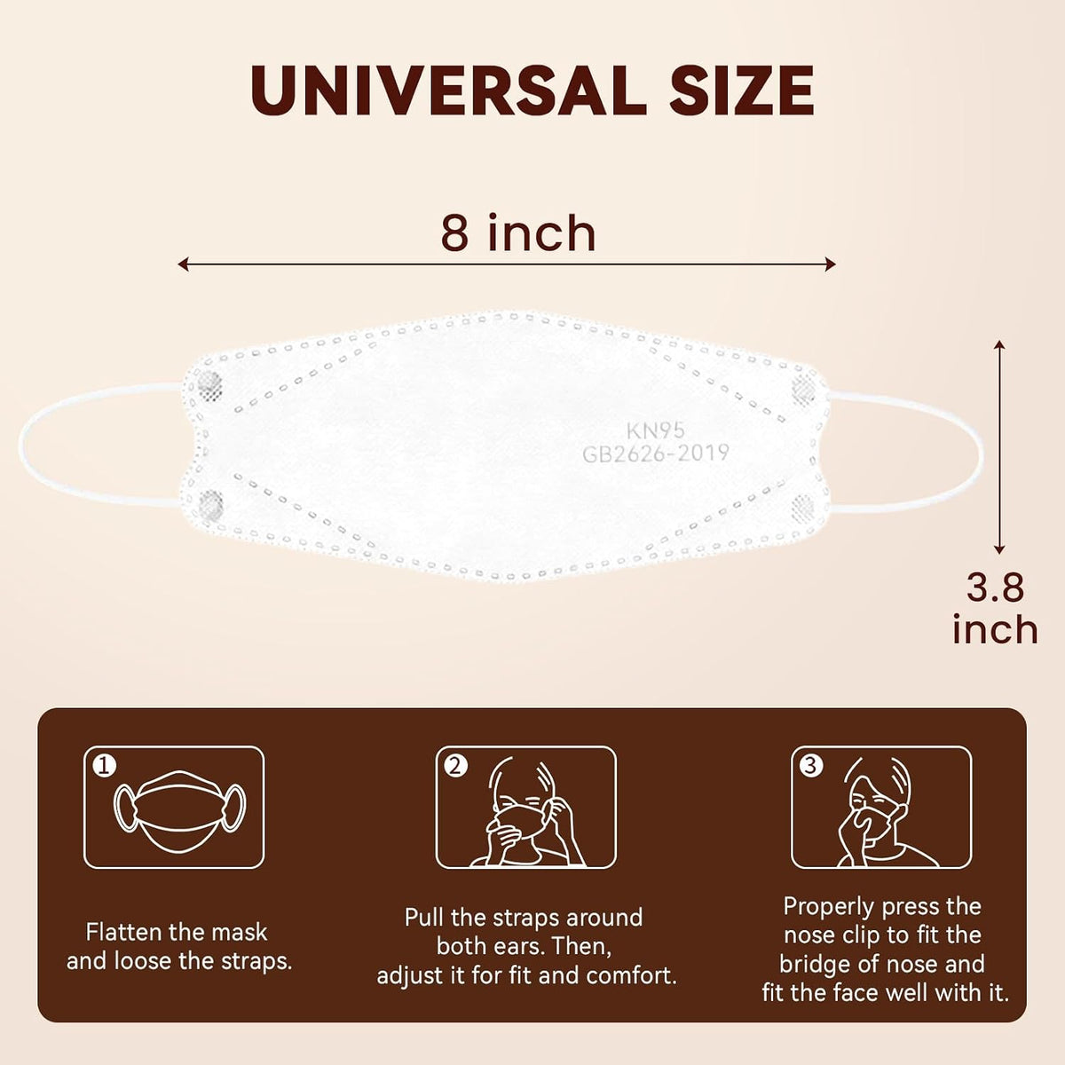 Edith qi KN95 Face Masks for Adults, 50 PCS, 5-Ply Disposable Masks