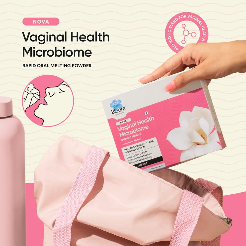 Bloom by Bold Care Intimate Microbiome Oromelt Powder | For Intimate Health & UTI Prevention | Probiotic | Reduces Bacterial Infection | Strawberry Flavour | 20 Easy Pour Sachets (Pack of 1)