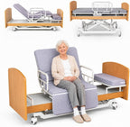 Rotating Electric Hospital Beds for Home Use, 90° Sit-to-Stand Nursing Medical Bed for Seniors and Disabled with Adjustable Height, Backrest, Leg Rest, 550 lbs Capacity, Mattress Included