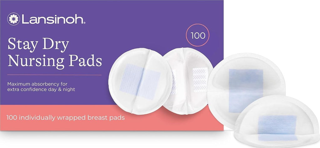 Lansinoh Stay Dry Disposable Nursing Pads, Soft and Super Absorbent Breast Pads, Breastfeeding Essentials for Moms, 100 Count | Soft, Super Absorbent, Breast Pads, Breastfeeding Essentials for Moms