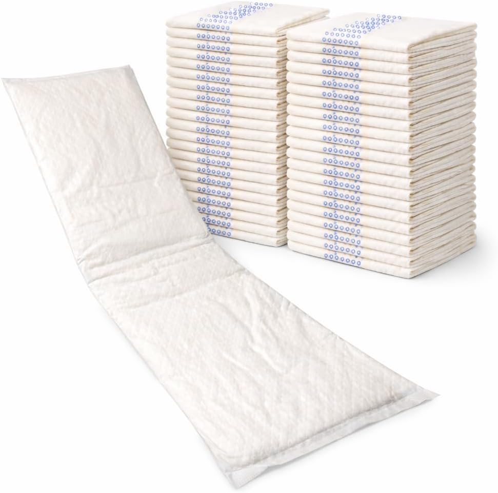 40 Extra Large Super-Absorbent Contoured Pad Liners - 7"X14" - Incontinence Liners - Postpartum Maternity Pad (40 Pack)