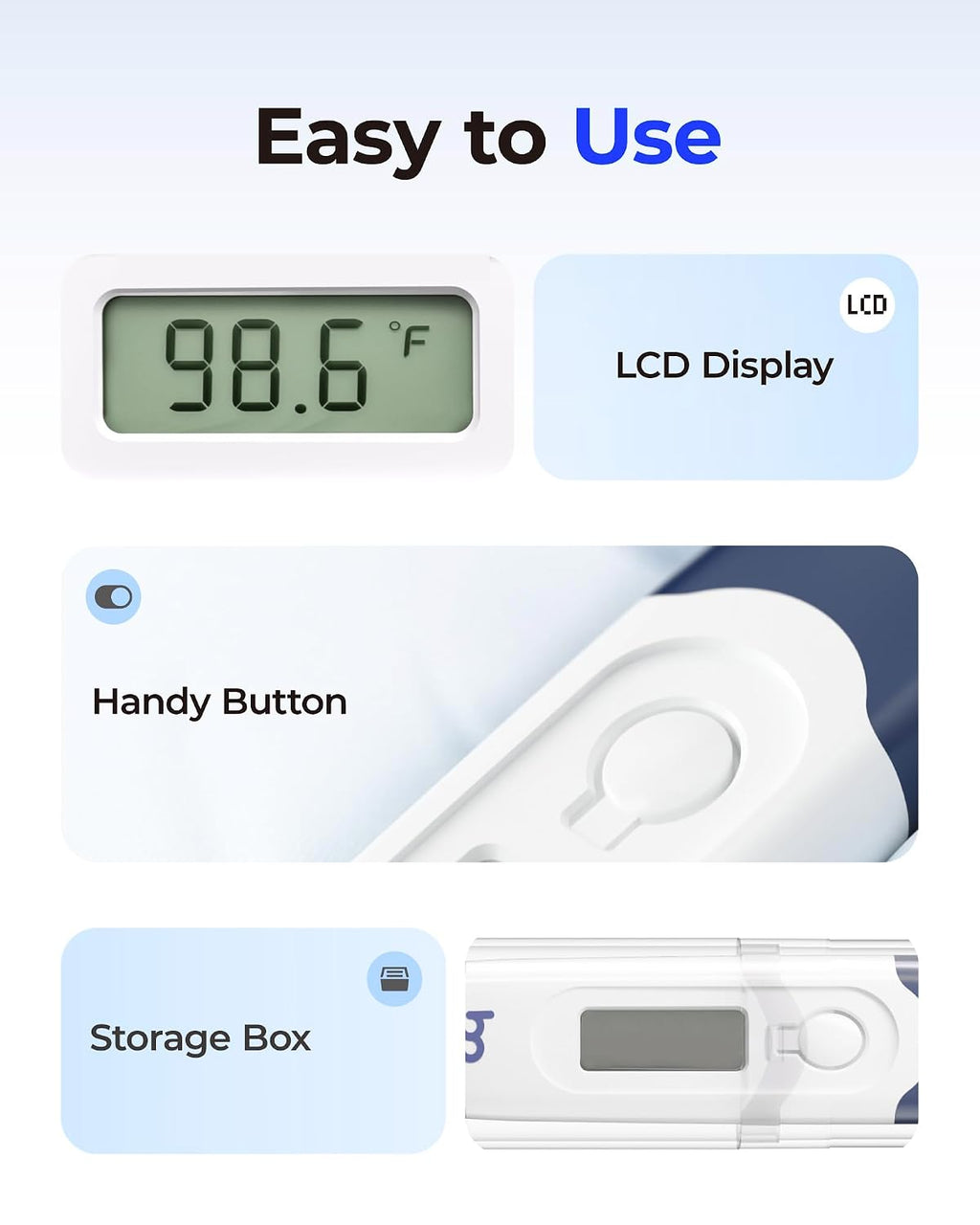 femometer Oral Thermometer for Adults and Kids, Flexible Tip