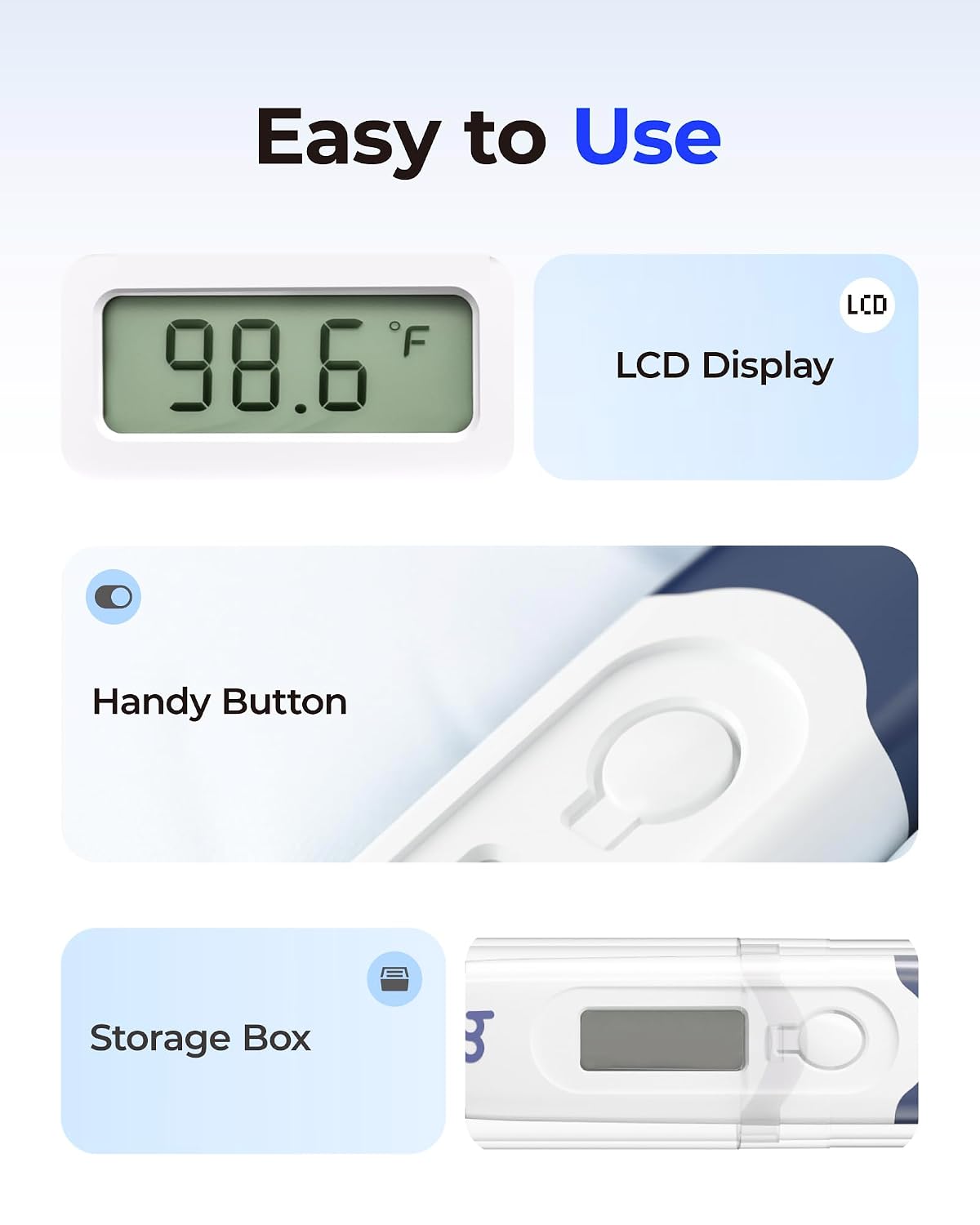 femometer Oral Thermometer for Adults and Kids, Flexible Tip