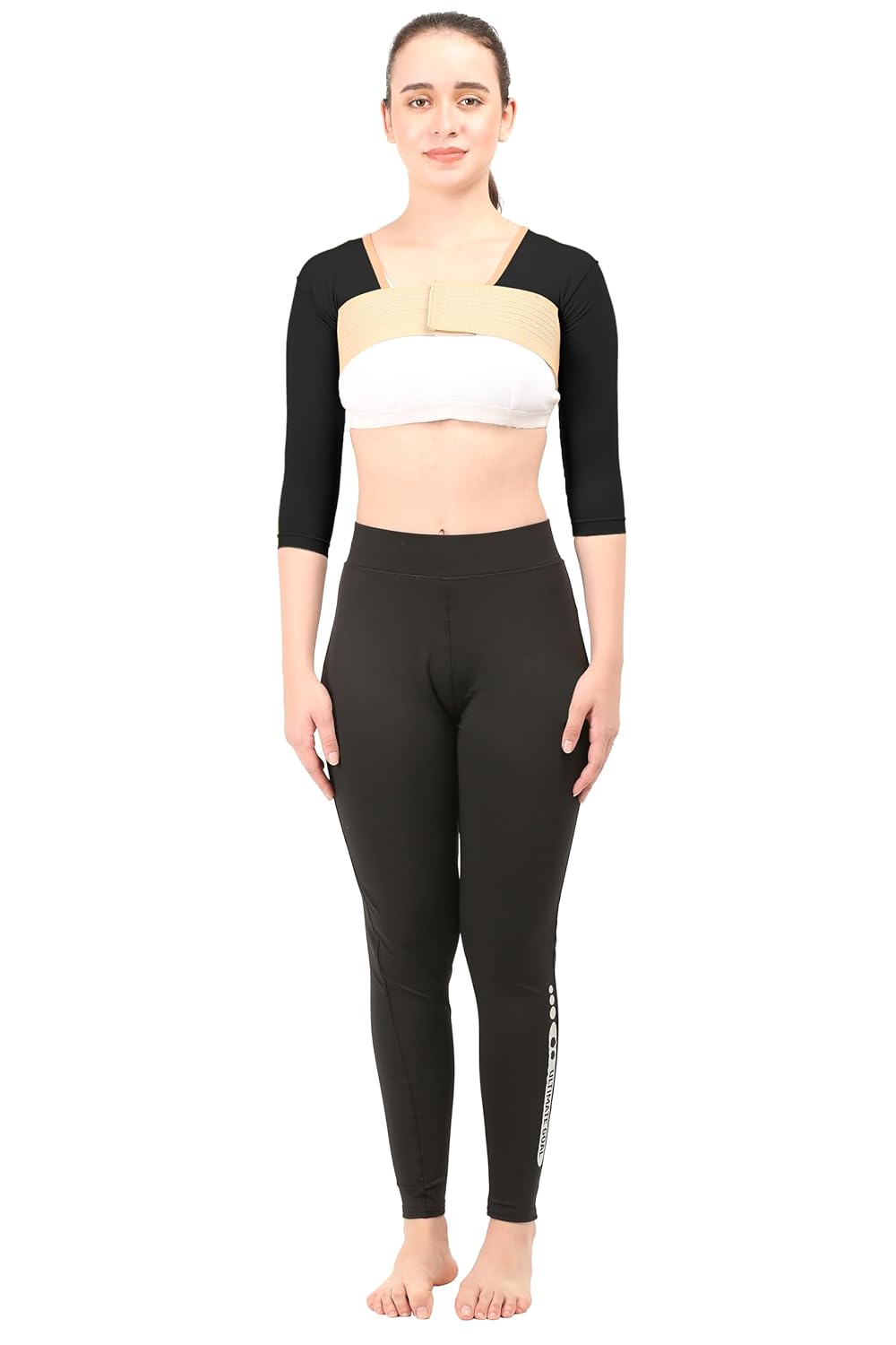 Post Liposcution Arm Compression Garment || MICROPOLY FABRIC || Slimming Sleeves || Arms Posture Corrector || Shapewear || Post Surgical Arms Support (Black, L)