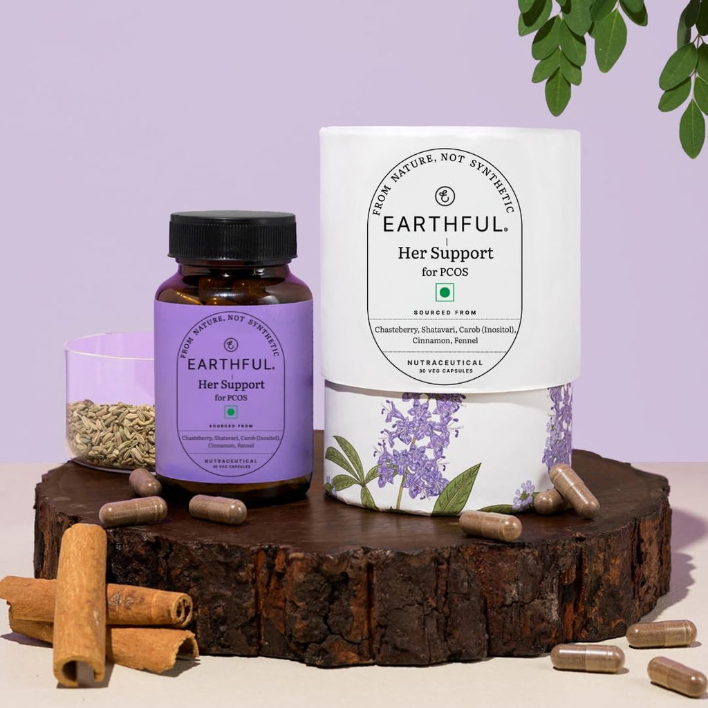 Earthful PCOS Balance Capsules | 100% Plant Based | Hormonal Support with Shatavari & Cinnamon | Inositol, Chasteberry To Regulate Cycles, Fight Acne Naturally & Balance PCOS | 30 Capsules