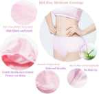 Disposable 100% Pure Cotton Underwear Travel Panties High Cut Granny Briefs White/Multicolor (10 Pieces)