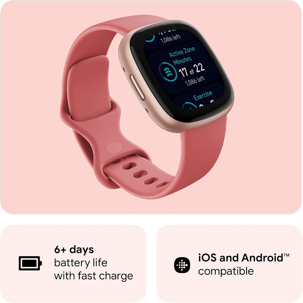 Google Fitbit Versa 4 Fitness Smartwatch - Pink Sand/Copper Rose