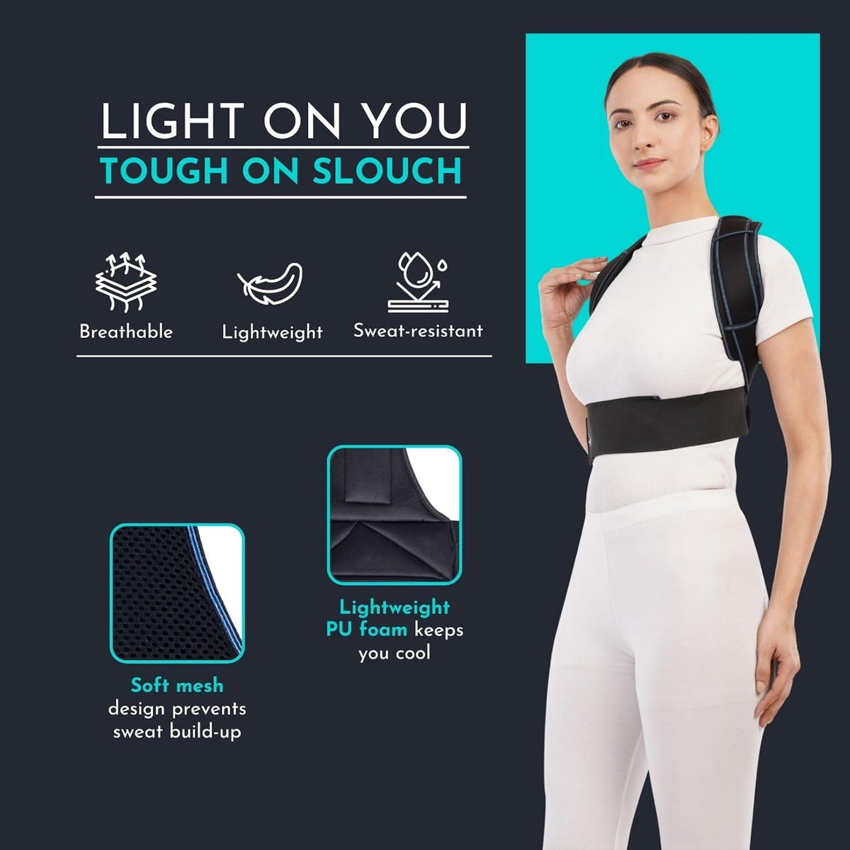 CUREWRAP Premium Posture Corrector Belt for Men & Women (Medium 34"-40") | Adjustable Back Support Brace for Spine, Shoulder, Neck & Upper Back Pain Relief | Breathable, Lightweight & Comfortable Design