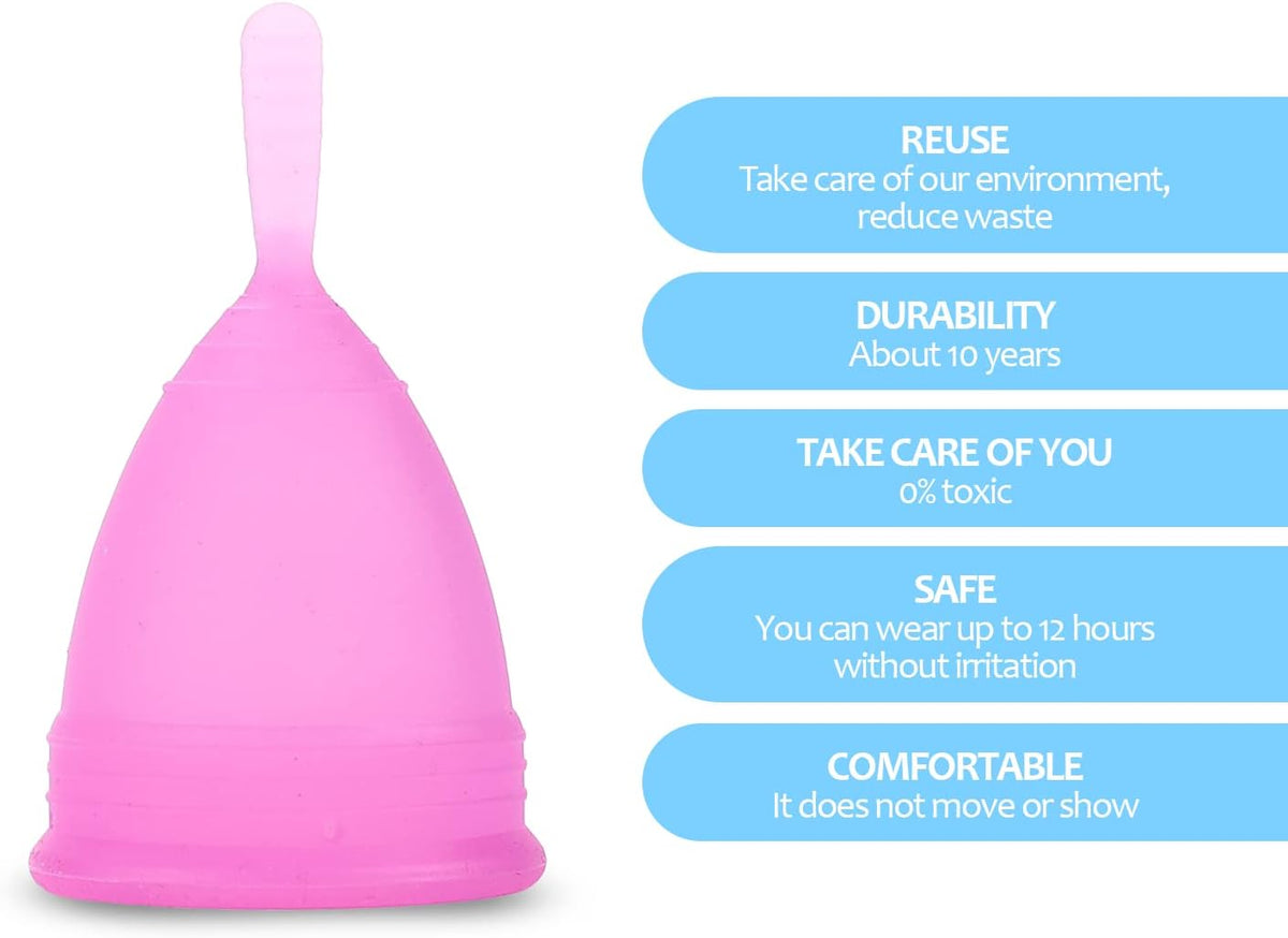 Edicare, Menstrual Cup, Includes Two Cups, 1 Sterilizer and a Carry Bag, Medical Grade Silicone, Soft, Reusable and Washable 100% Safe (L - Special Edition)