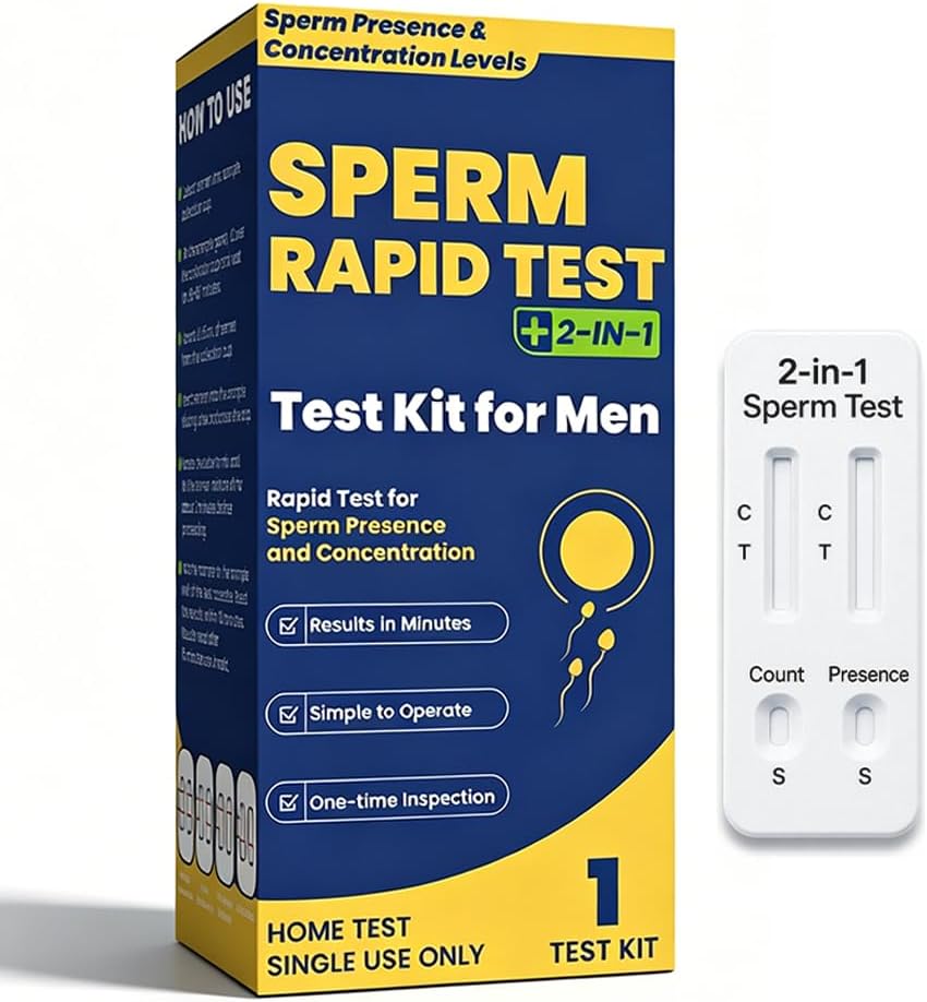 Sperm Test Kit for Men, 2-in-1 Sperm Check Fertility Screening with At-Home Semen Analysis, Accurate Semen Concentration Result in Minutes for Fertility Planning, Easy to Use