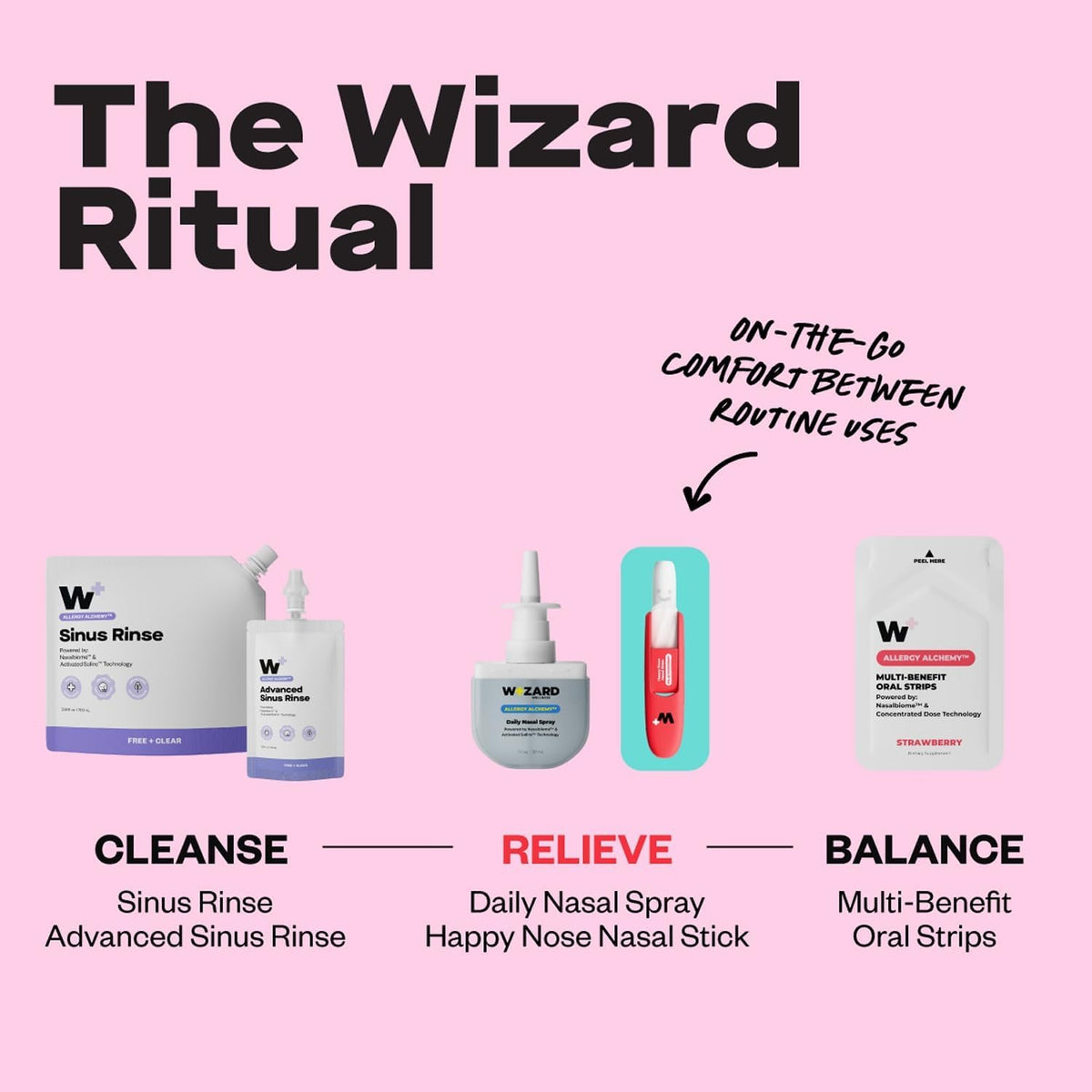 WIZARD WELLNESS Happy Nose Inhaler Stick, Polar Peppermint, 3-Pack | Instant breathing ease & sinus clarity, essential oil aromatherapy, wild mint vapor, drug-free nasal spray alternative