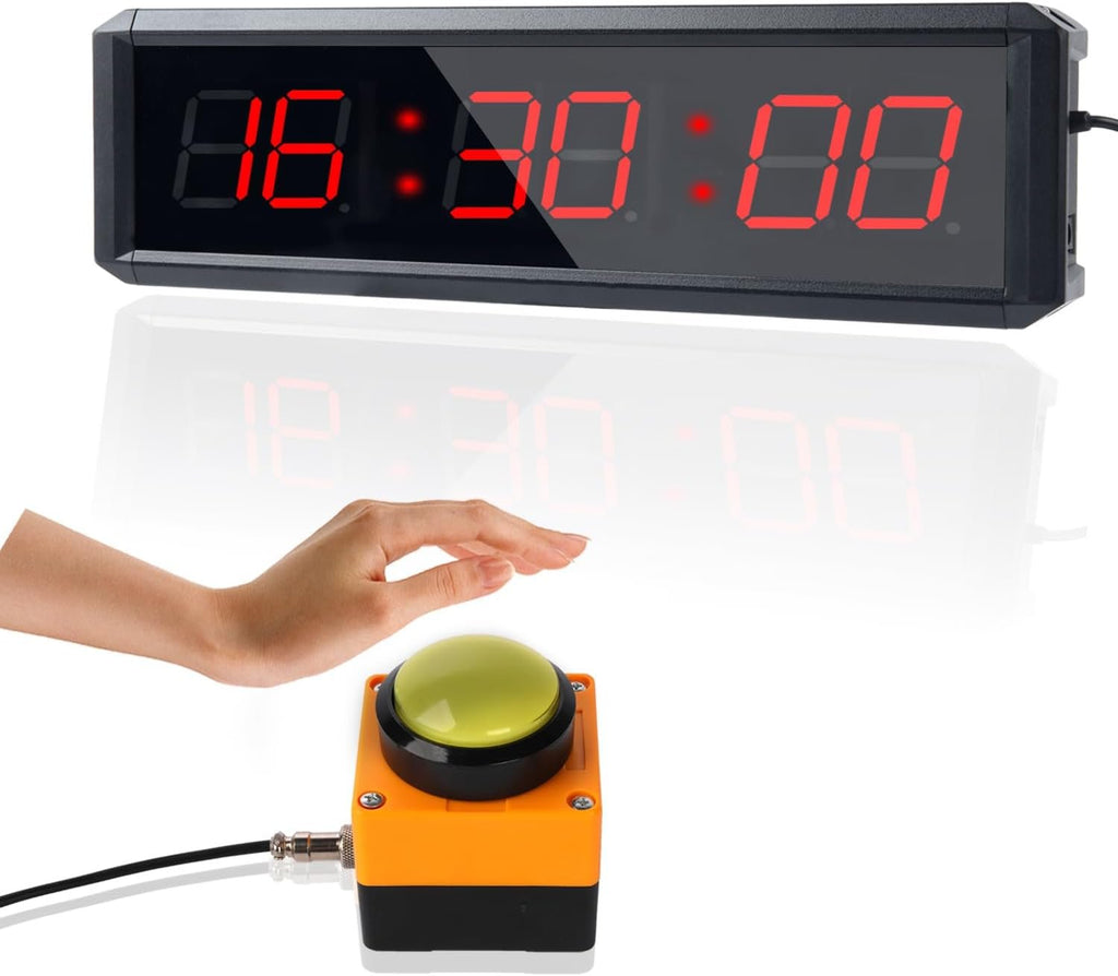 Fitness Timer with Stopwatch Button, Suitable for School/exam/Home Exercise/Gym/Gym SMAHEAT Electronic Fitness Timer (1.5 inch six-Digit All-red)