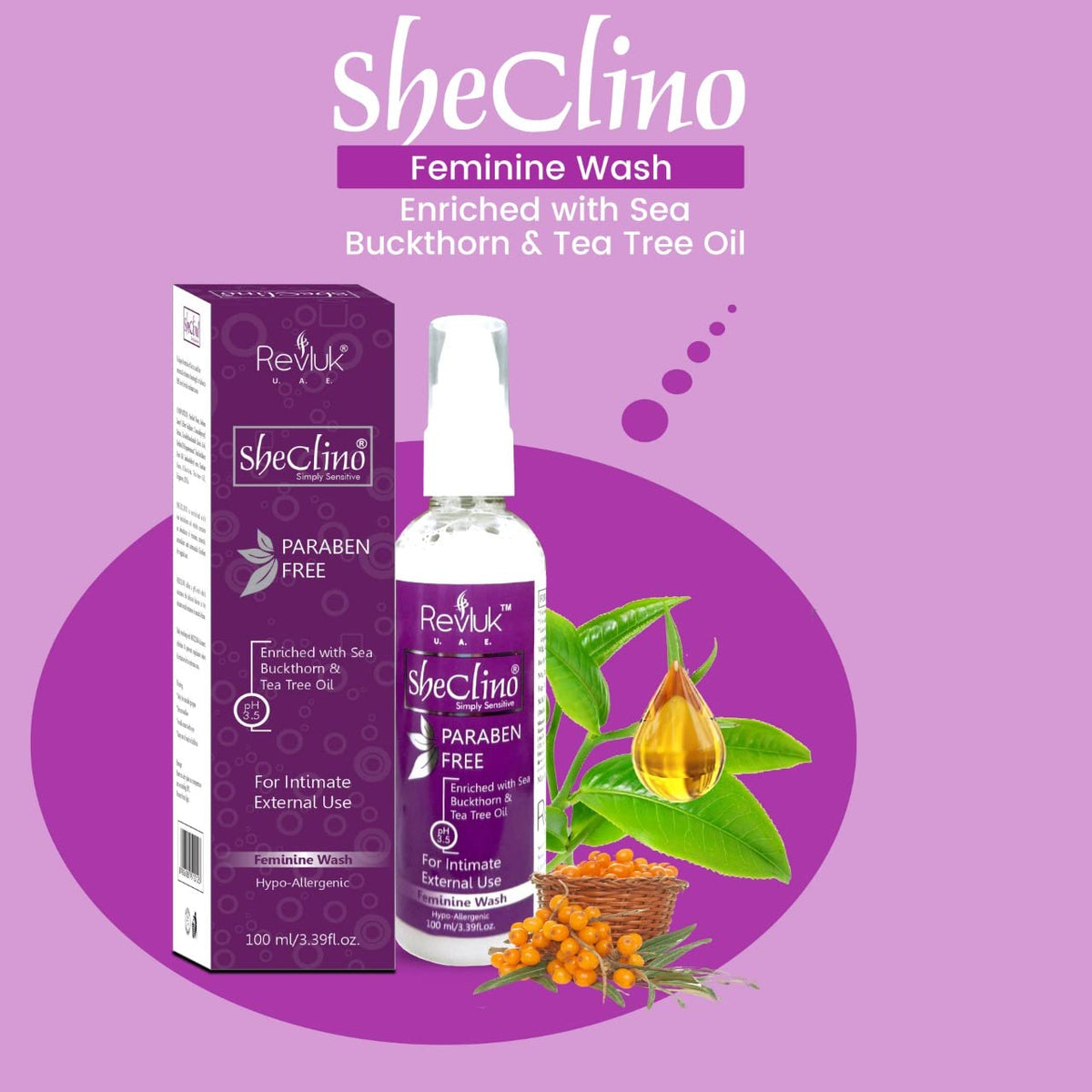 She Clino Vaginal Wash All in One Wash Combination Feminine Cleansing, pH Balanced, Zero-Chemical Ingredients, Sensitive Skin, Daily Cleansing Wash |Odor Control & Freshness| 100ml