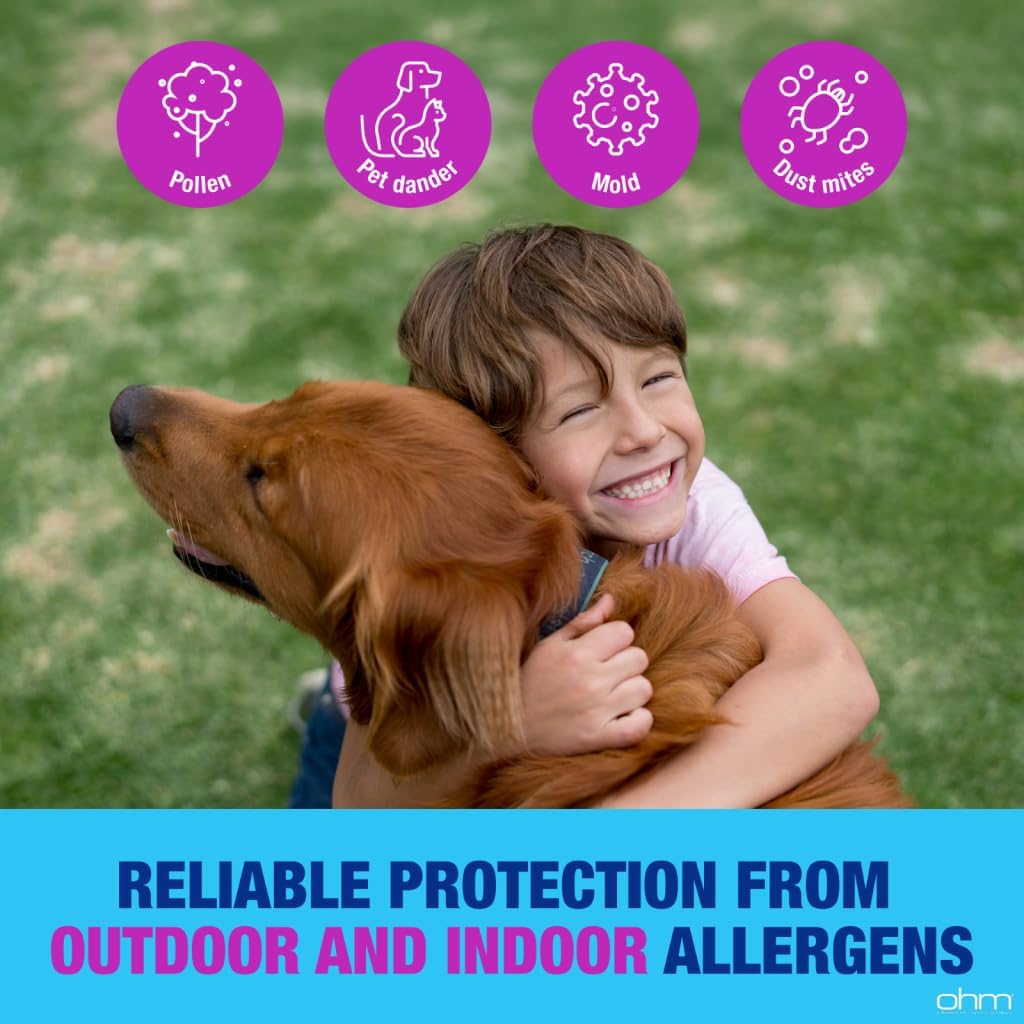 Ohm Children's Allergy Medicine, Loratadine 5mg, Chewable Tablets (30 Count) Grape Flavor, Non-Drowsy Antihistamine, 24-Hour Allergy Relief for Runny Nose, Watery Eyes, Itchy Throat & Nose