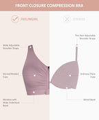 FeelinGirl Zip Front Closure Bras for Women No Underwire Compression Post Surgery Bra with Wide Adjustable Straps