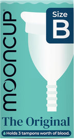 Mooncup® Original Silicone Menstrual Cup, Reusable, Ultra Soft and Easy Placement, Ideal for Abundant Flows, Size B, Under 30 Years (Pack of 1)