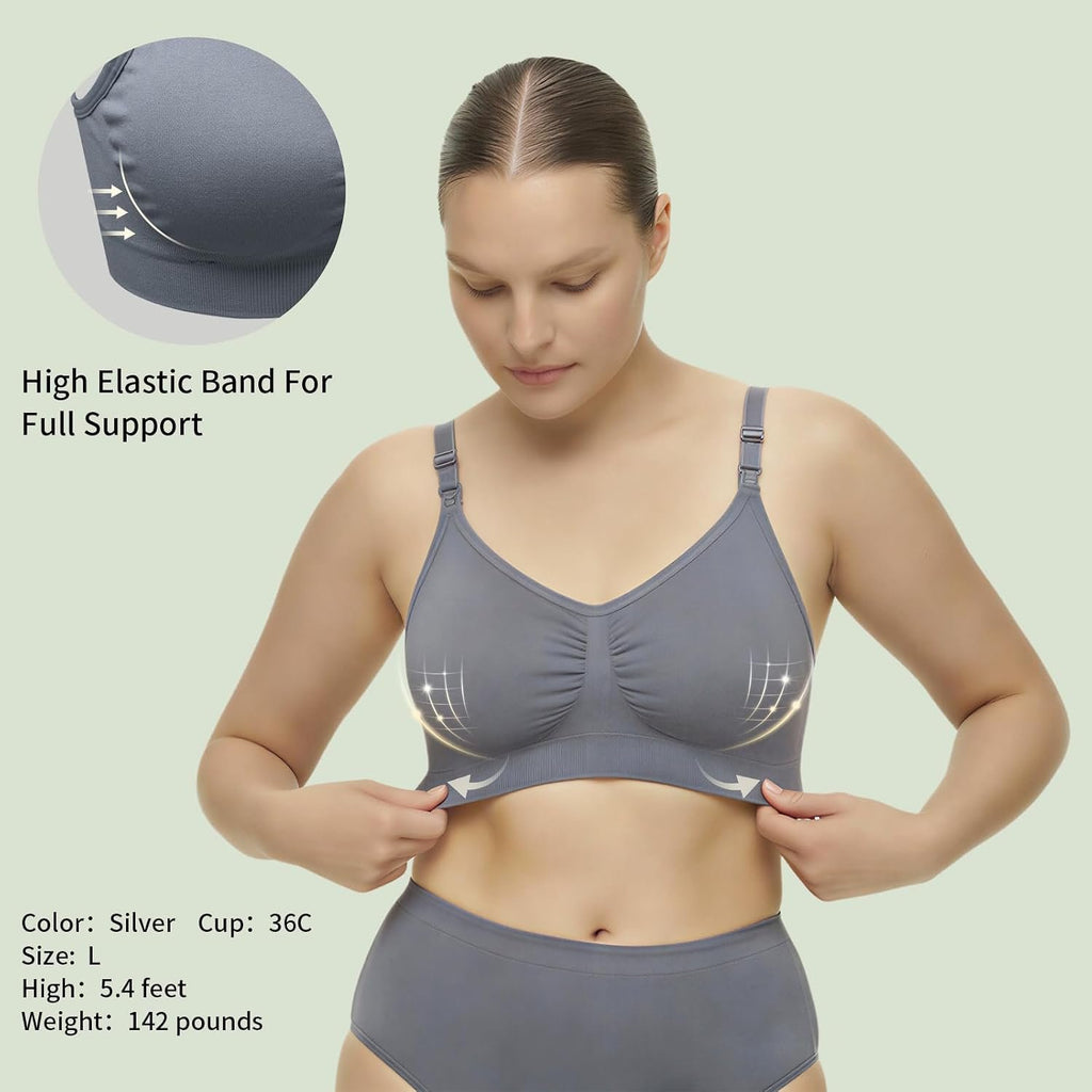 Under Control Nursing Bra 4-Pack - Wireless Maternity & Sleep Bra with Removable Pads - Comfortable Breastfeeding Bra (S-2XL)