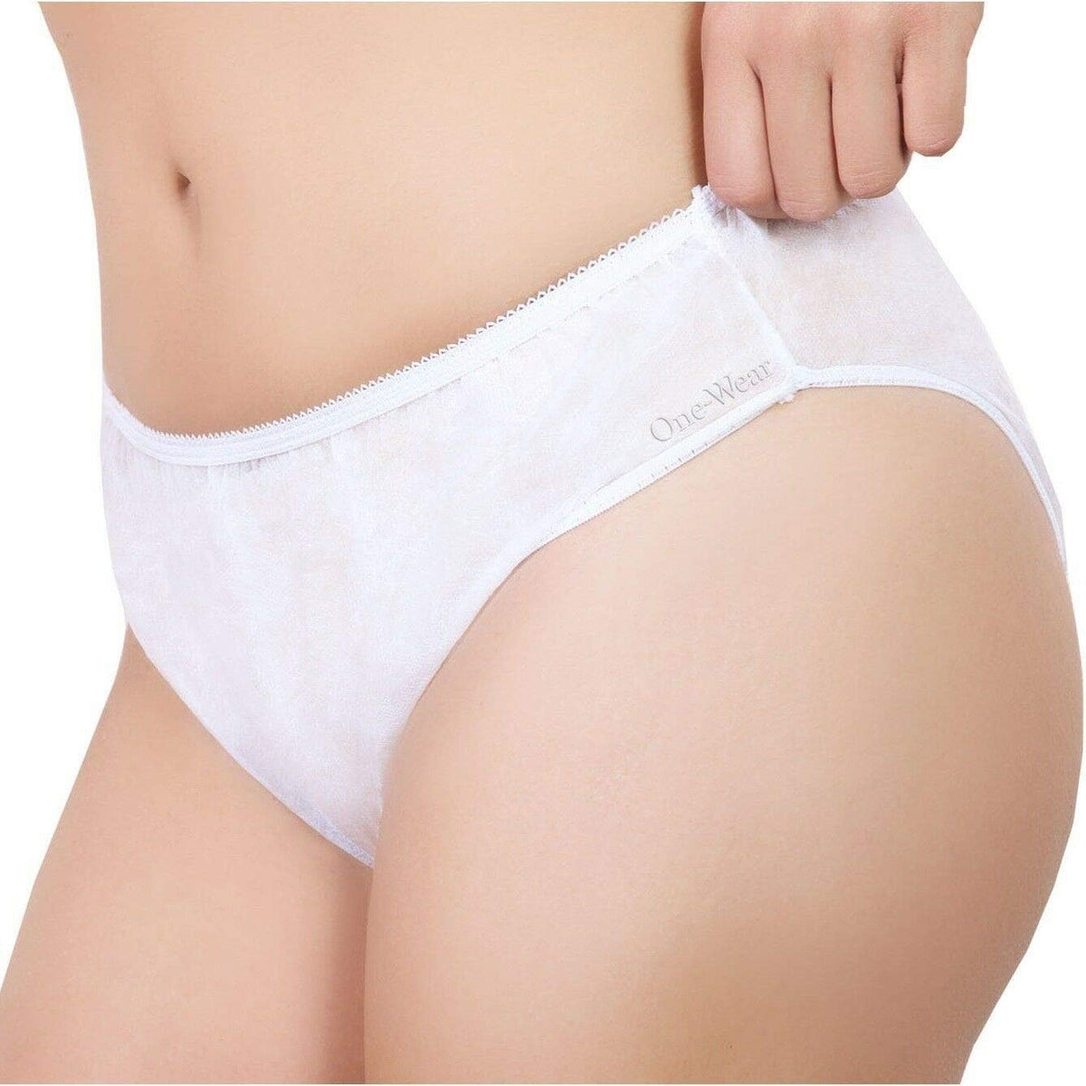 One-Wear Soft and Lightweight Disposable Panties for Women (Lot of 5) - Single Use Underwear Briefs for Maternity Hospitals Travel SPA Massage, white, L