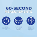 Digital Thermometer | 60-Second Readout | Fahrenheit Measurements | Rigid Tip | Fever Alert | One-Year Warranty | Waterproof Rigid Tip for Oral, Rectal & Underarm Use, Fever Alert at 100.0°F, Memory Recall, Storage Case