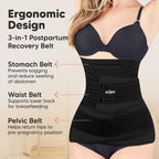 Postpartum Belly Belt for Women - 3 in 1 Tummy Tucker | Waist, Pelvis & Back Support | Fat Slimming Shapewear After Delivery & C-Section | Adjustable Fit 30-46” (Made in India)