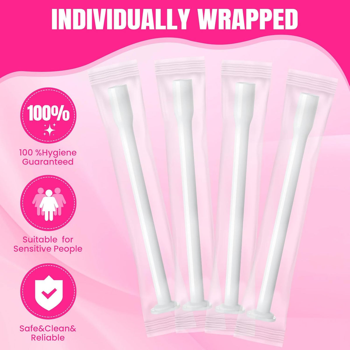 TENKAIWICK 100 Pack Disposable Vaginal Suppository Applicator for Women, Vaginal Applicator fits Size 0/00 Cap-Sules and Most Pills, Tablet Suppositories, Individually Wrapped