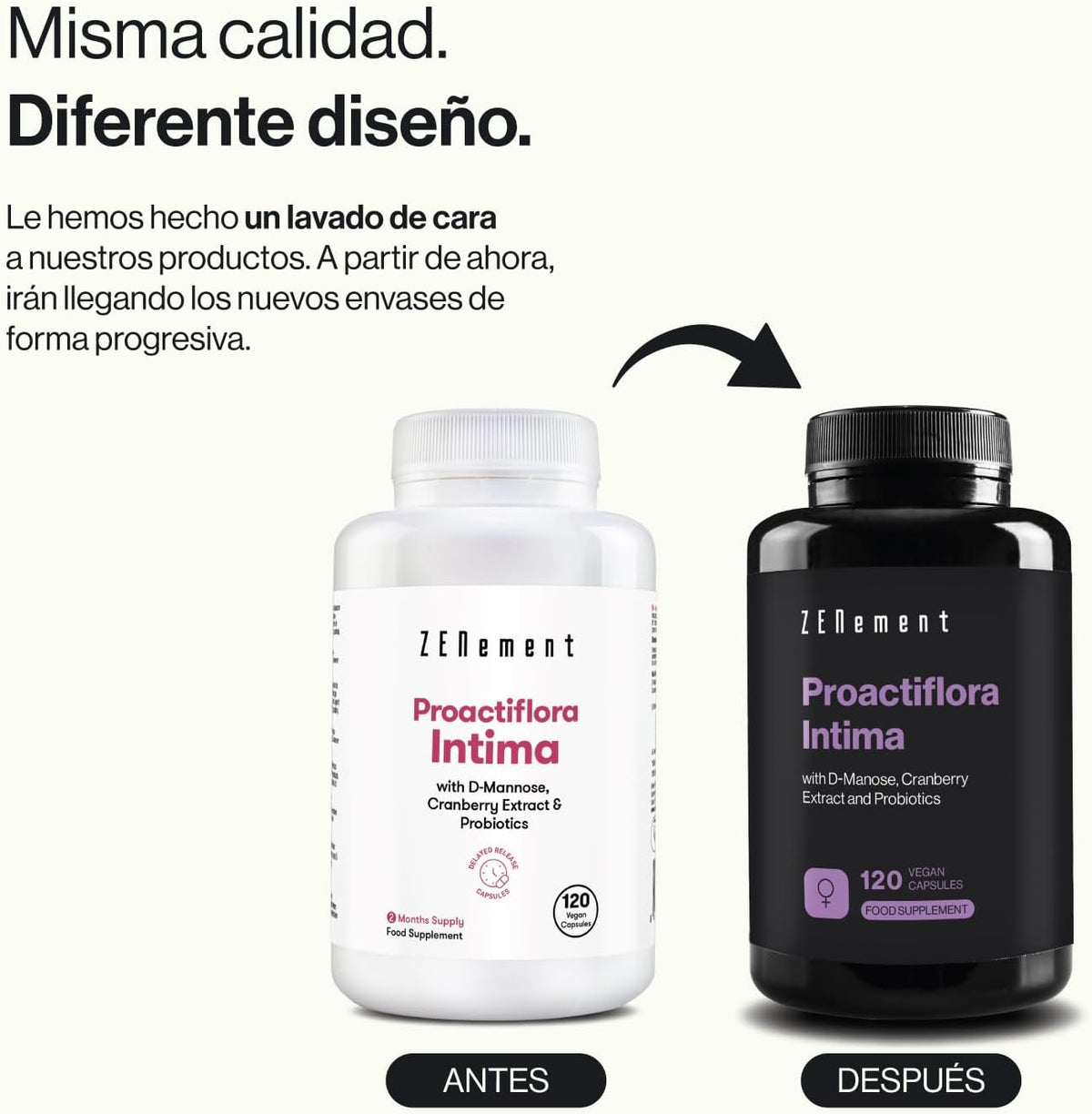 Intimate Proactiflora - With D-Mannose, Lingonberry and 5 Probiotic Strains - 120 Vegan, No Additives, Non-GMO, Gluten Free, Lactose Free, Soy Free - Zenement
