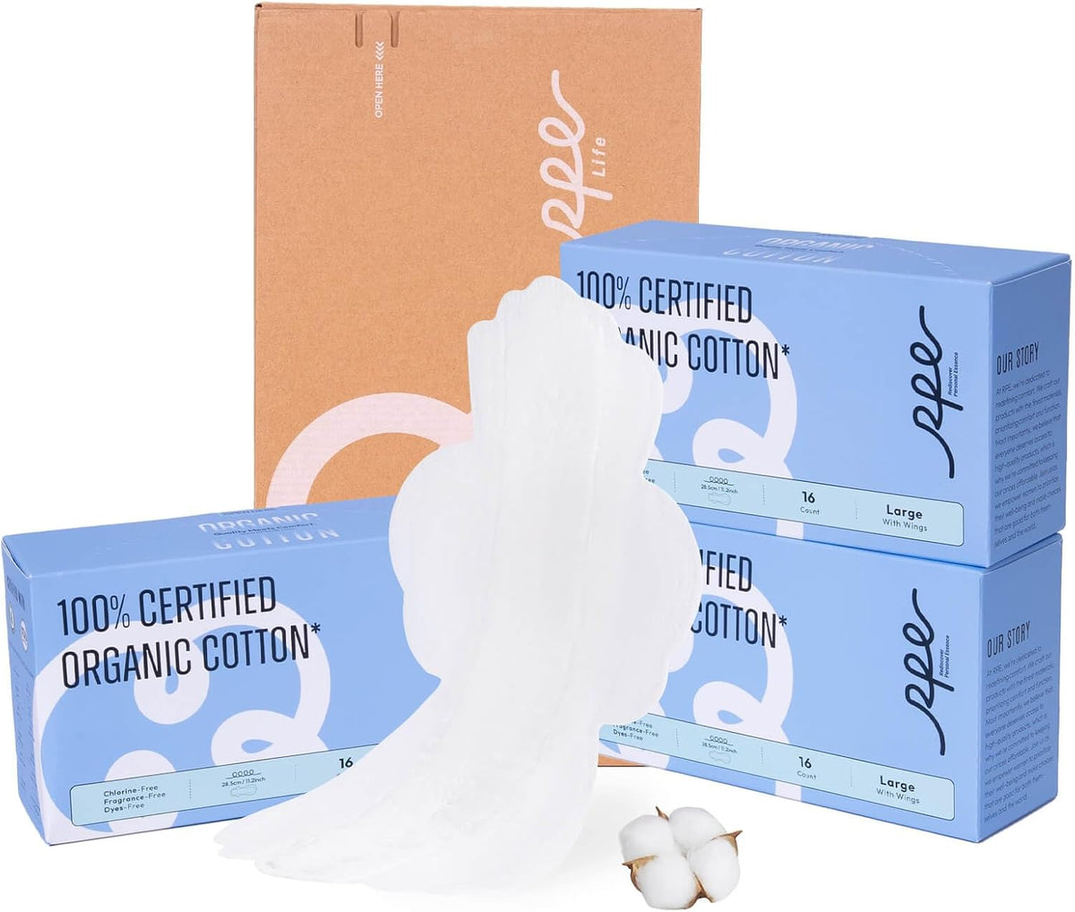 Absorventes Sanitary Pads Fragrance-Free 100% Cotton