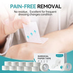 Dimora Paper Medical Tape, White, 16 Rolls, 1 Inch x 10 Yards | Hypoallergenic, For Sensitive Skin, Pain-Free Removal, Easy Tear, Waterproof