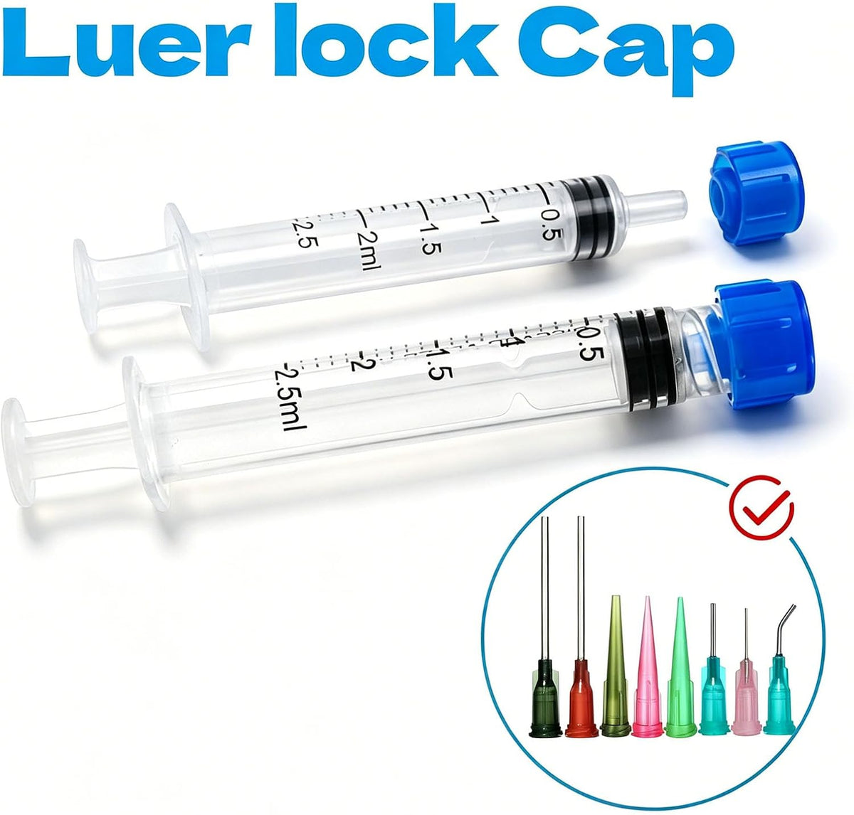 30 Pack 2.5mL Luer Lock Syringes without Needle - Sterile & Individually Wrapped, 2.5cc Syringe with Cap, Industrial & Lab Use