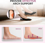Gel Arch Support Inserts Women - Welnove Soft Cushions Arch Support for Flat Feet Plantar Fasciitis Foot Pain Fatigue Relief - Long-Lasting Adhesive Pads for Heels Sandals Flats (0.24" + 0.4" Height)