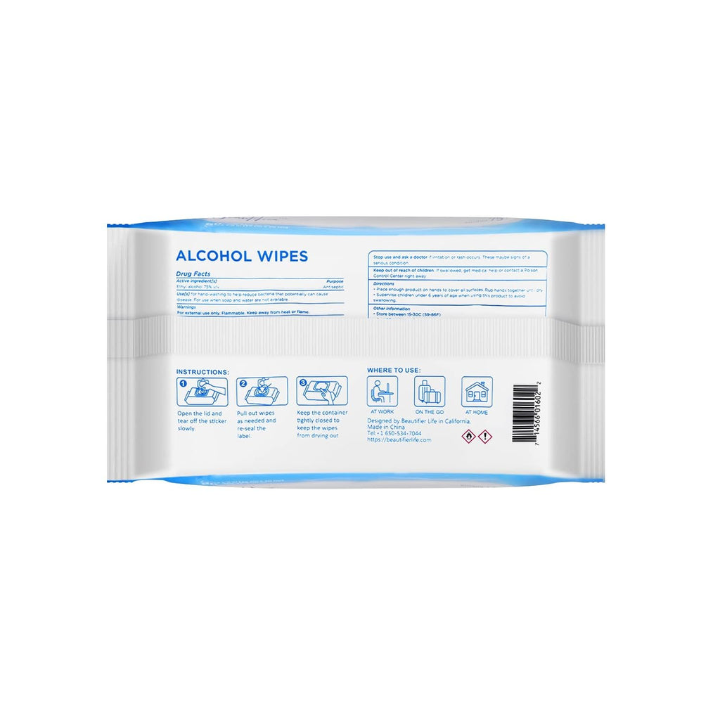 Beautifier Life Wet Wipes - Hand Sanitizer Wipes with Aloe and Vitamin E for Men, Women, & Kids - Eliminates 99.99% of Microbes (4 Pack x 50 Wipes)