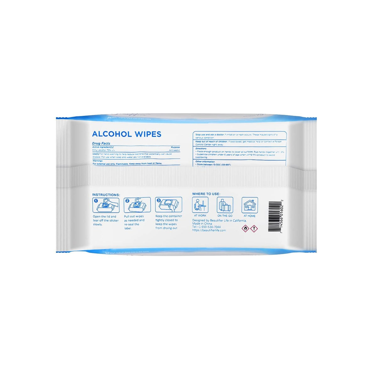 Beautifier Life Wet Wipes - Hand Sanitizer Wipes with Aloe and Vitamin E for Men, Women, & Kids - Eliminates 99.99% of Microbes (4 Pack x 50 Wipes)